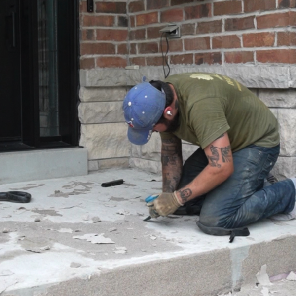 front yard Natural stone installation