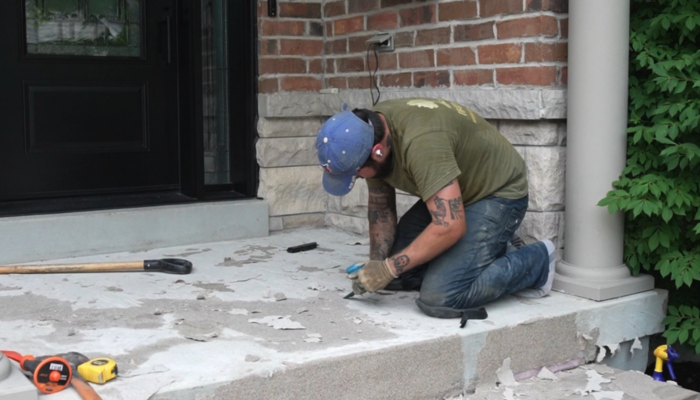 front yard Natural stone installation