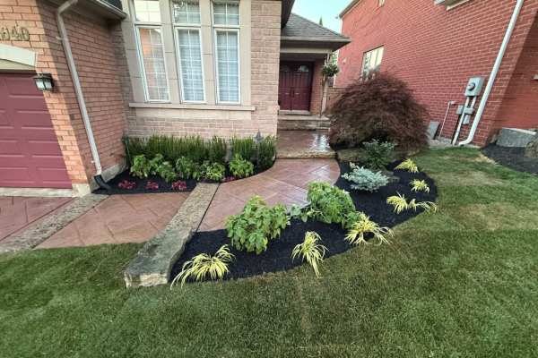 front yard landscape installation and design