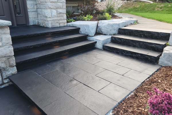 natural stone installation entrance